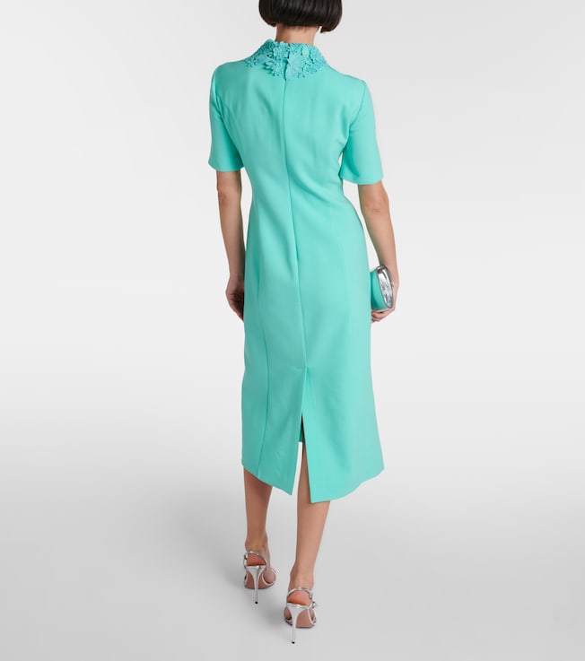 Oscar de la Renta Oscar de la Renta Lace-trimmed wool-blend midi dress