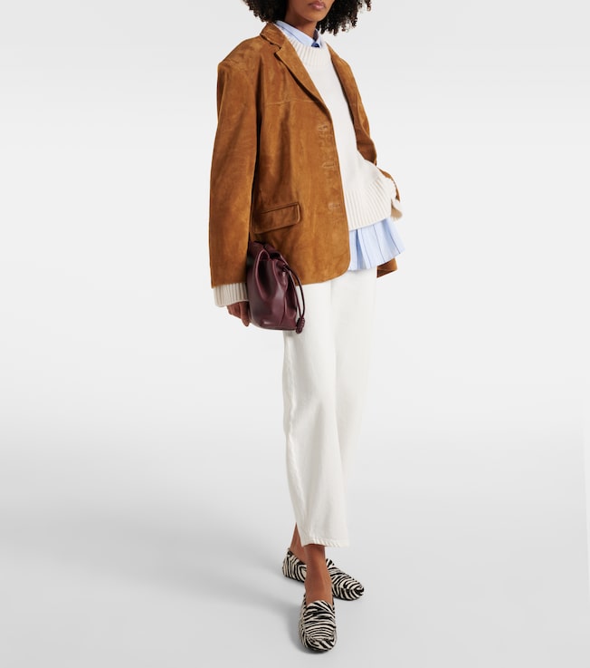 Staud Corrine single-breasted suede jacket