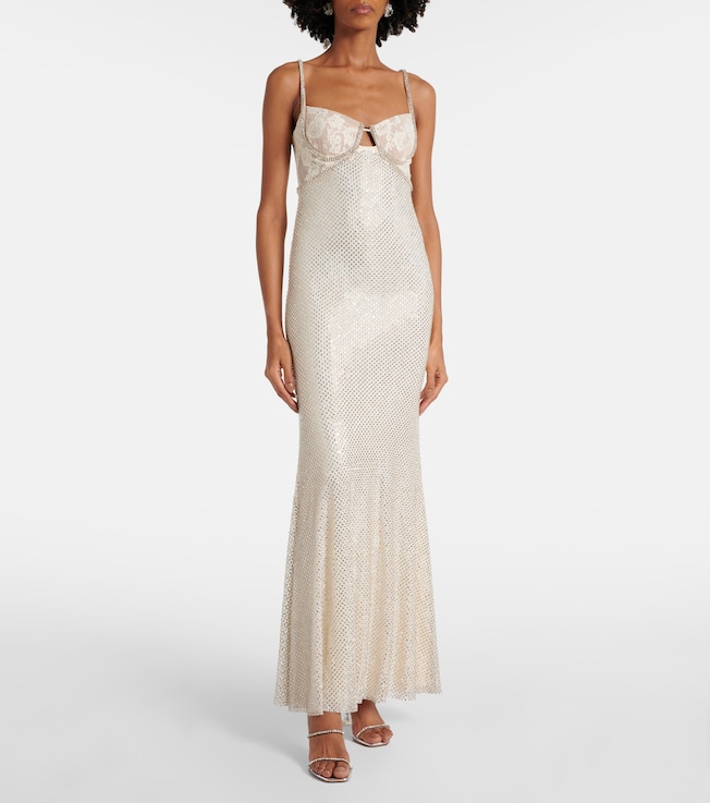 self-portrait Bridal embellished mesh-trimmed gown