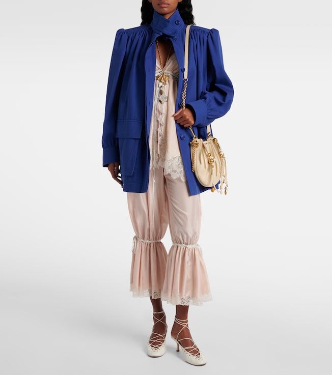 Chloé Lace-trimmed silk pongé cropped pants