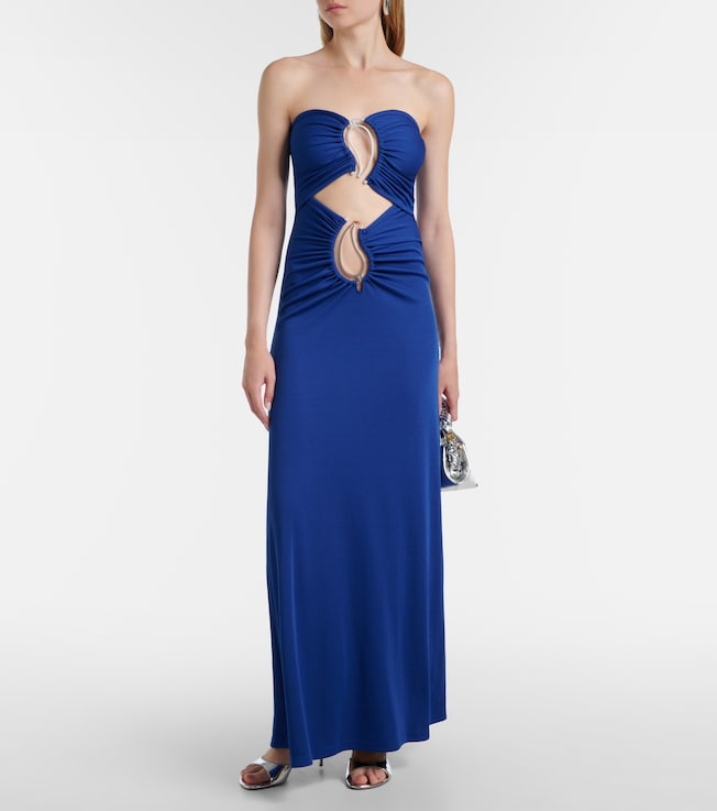 Christopher Esber Paisley Disconnect gathered maxi dress