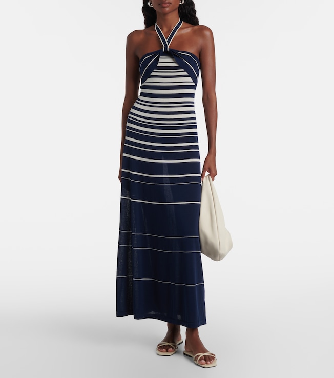 Faithfull Axel striped halterneck cotton-blend maxi dress