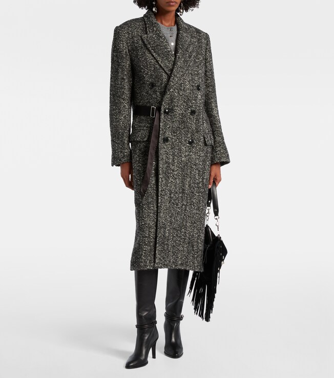 Isabel Marant Ebyane chevron wool-blend tweed coat 