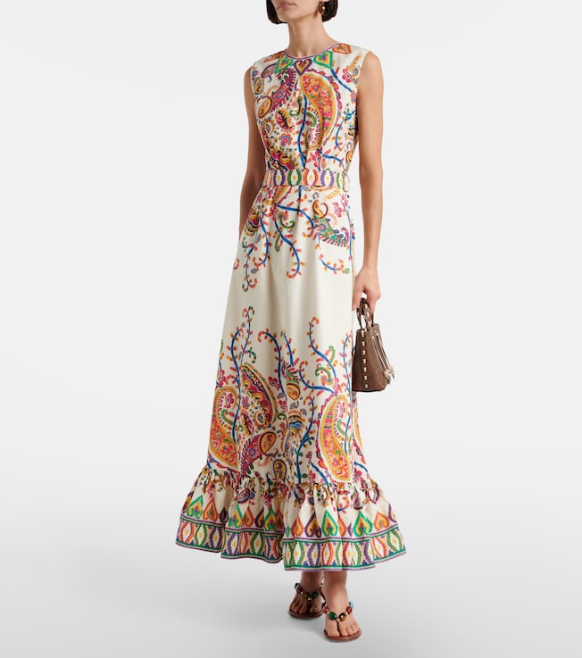 Etro Belted printed cotton maxi dress