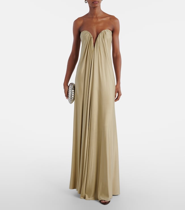 The New Arrivals Ilkyaz Ozel Olivienne pleated strapless gown