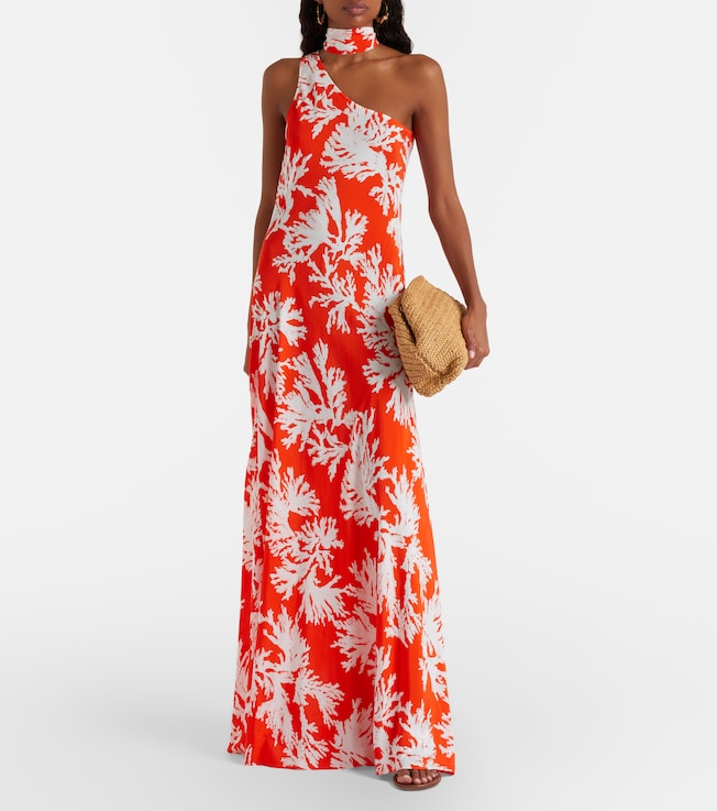 Alexandra Miro Odetta scarf-detail one-shoulder gown