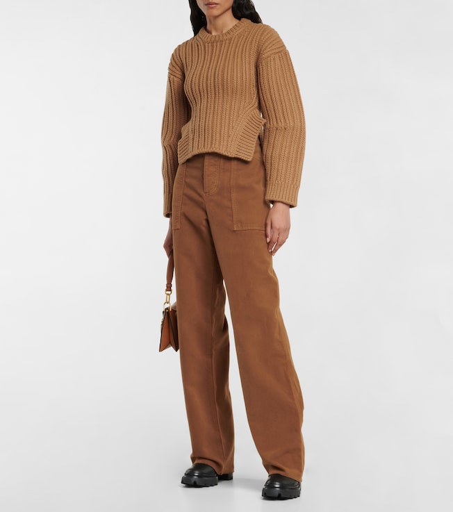 Tod's High-rise cotton-blend pants