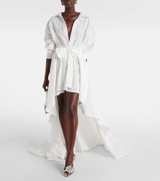 Norma Kamali Embroidered asymmetric cotton gown