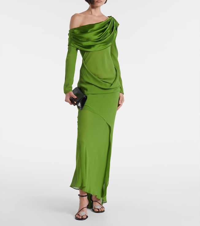 Christopher Esber Draped sheer silk georgette gown