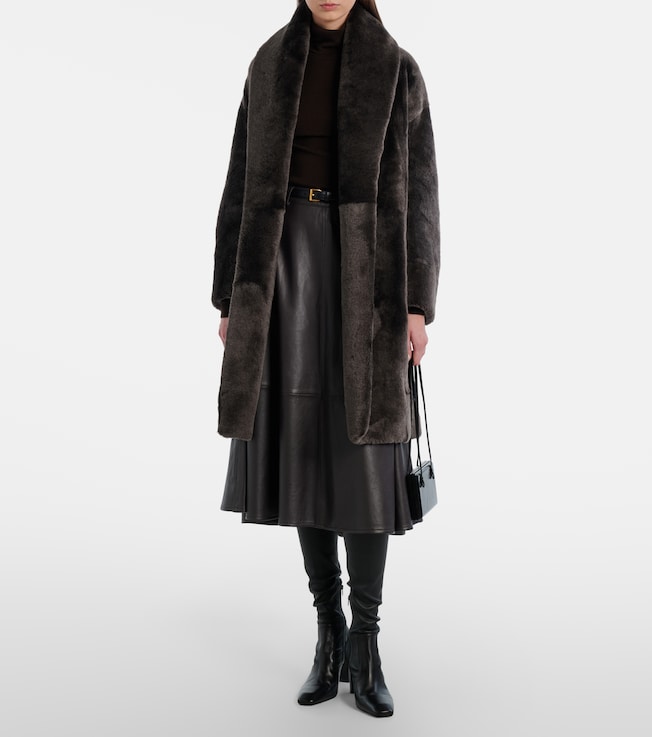 NOUR HAMMOUR Juno shearling wrap coat
