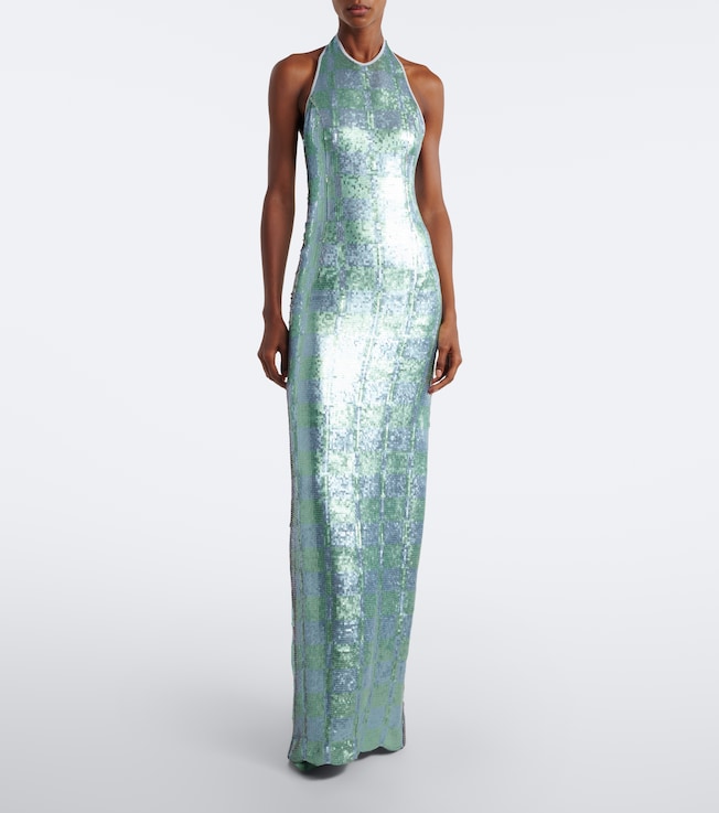Markarian Nerine gingham sequined gown