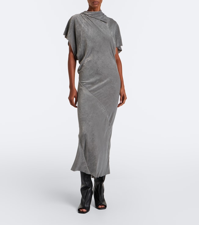 Rick Owens Seb draped velvet midi dress