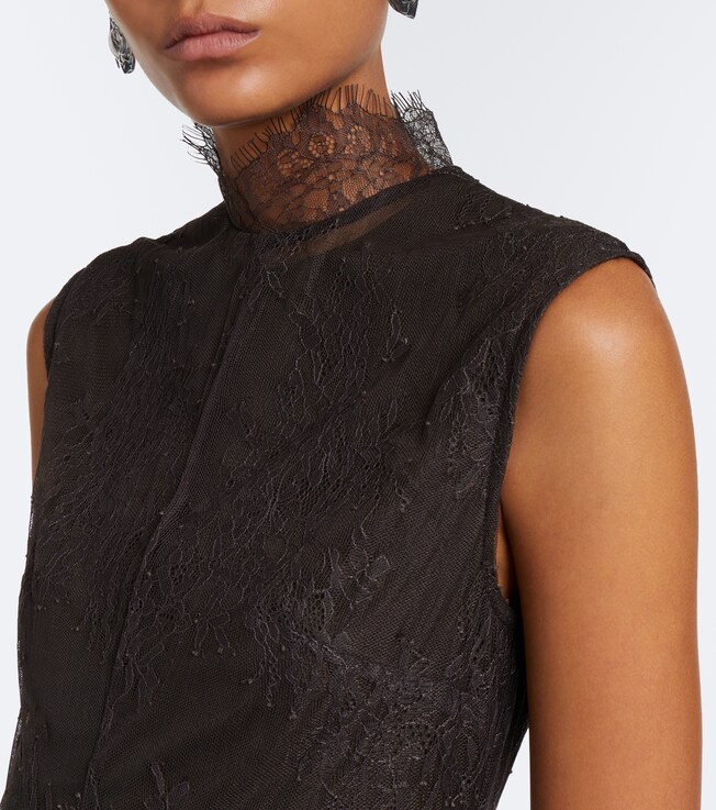 DE LA VALI De La Vali Morwen tulle-trimmed lace cocktail dress