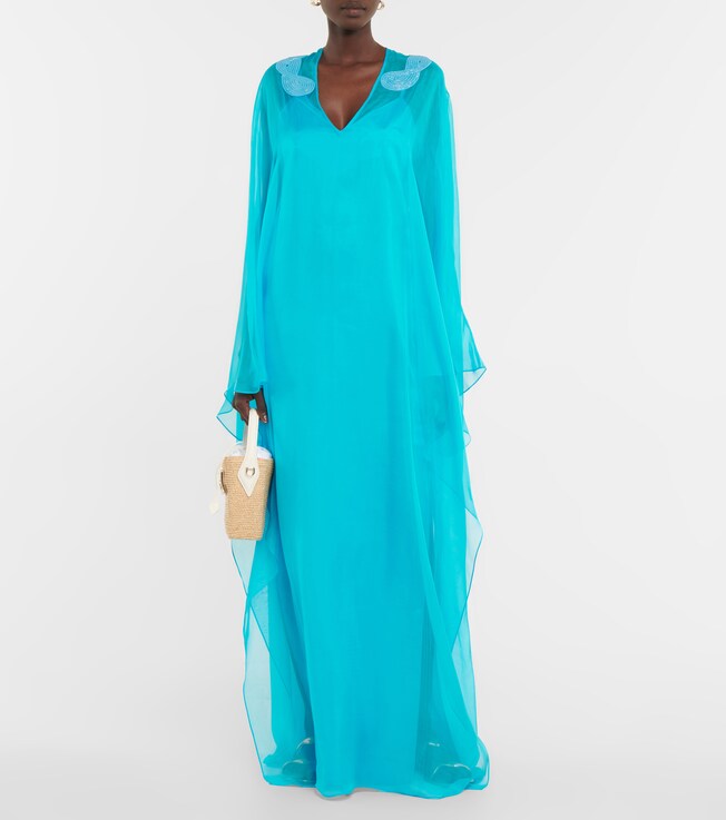 Safiyaa Embellished silk chiffon kaftan
