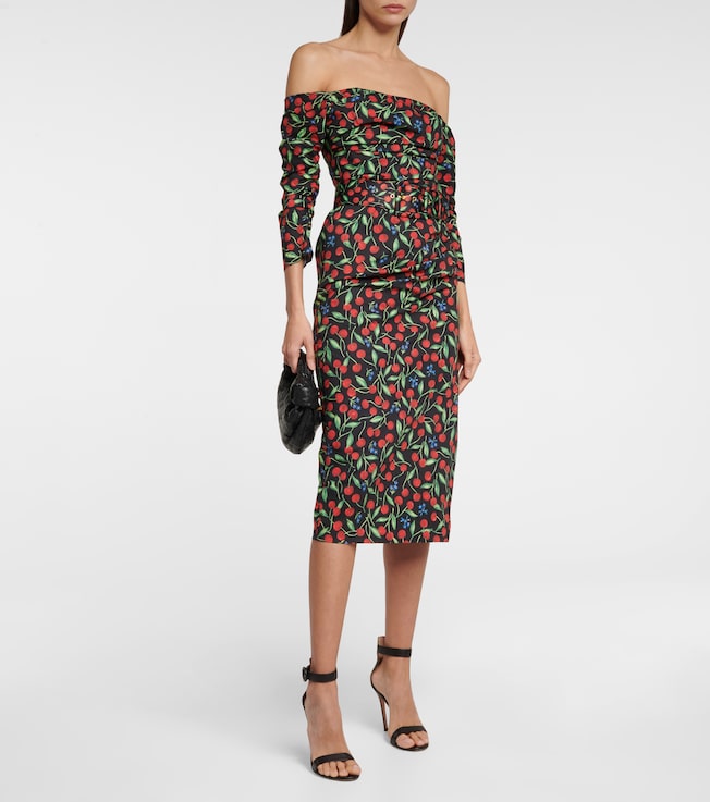 Carolina Herrera Off-shoulder cotton-blend midi dress