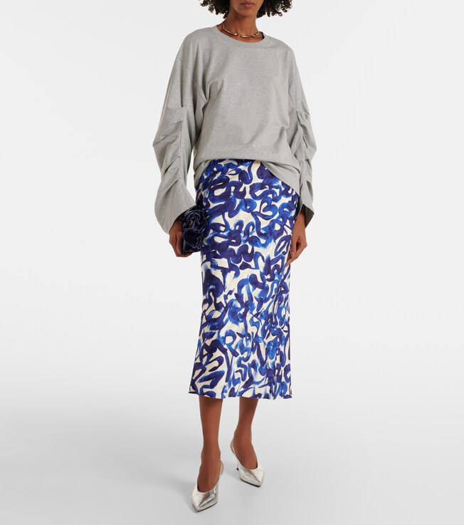 Dries Van Noten Ruched oversized cotton jersey top