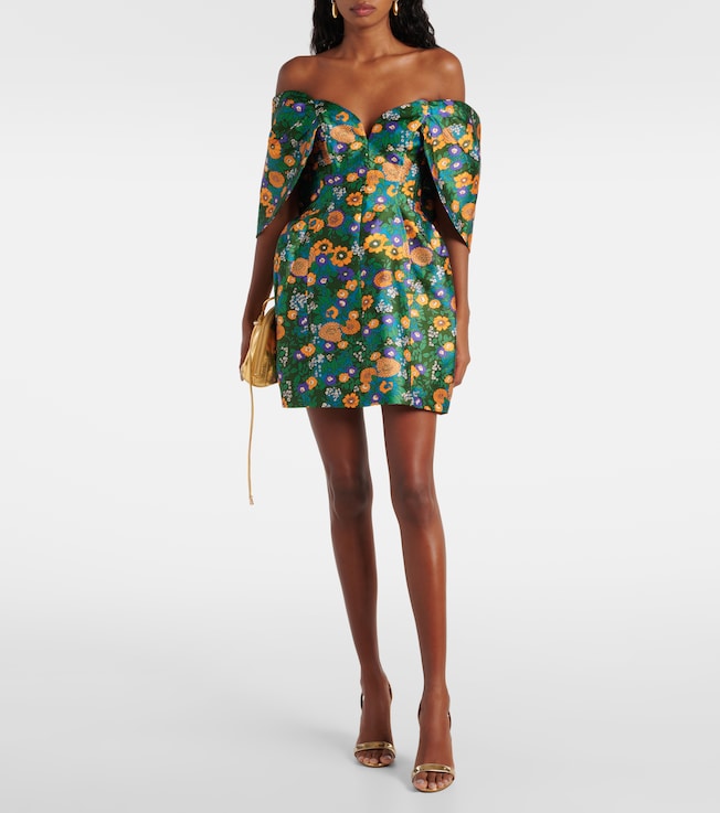 Alémais Printed off-shoulder corset dress