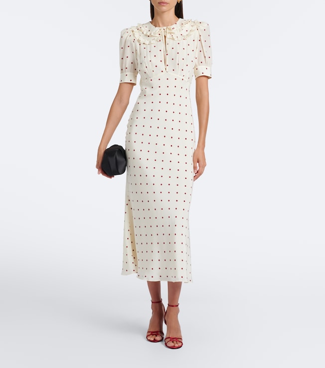 Alessandra Rich Ruffled polka-dot silk midi dress