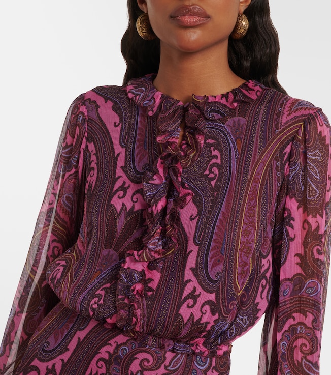 Etro Etro Paisley ruffled silk minidress