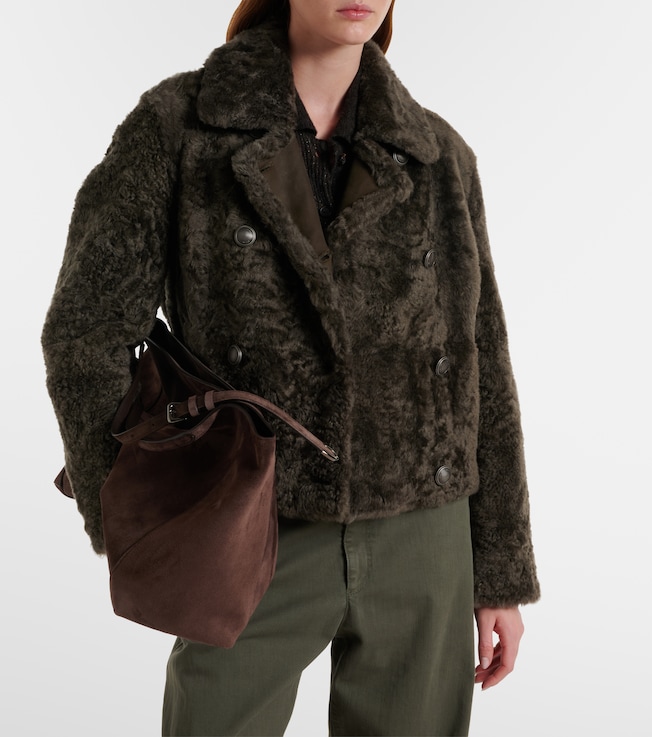 Brunello Cucinelli Cropped double-breasted shearling jacket