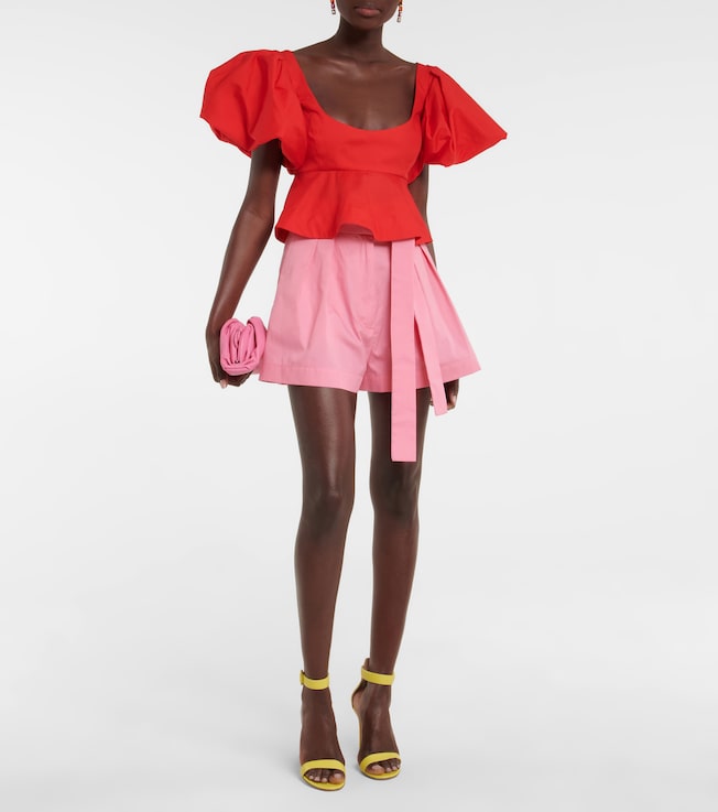 Oscar de la Renta High-rise wide-leg cotton shorts