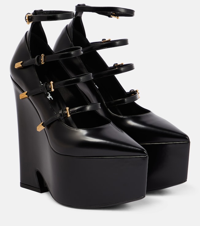 Versace Tempest leather platform pumps