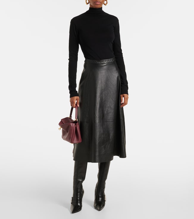 Balenciaga Leather midi skirt
