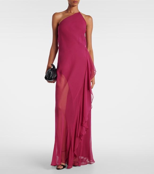 The Sei One-shoulder ruffled silk gown