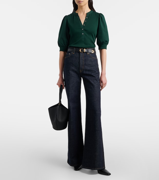 Veronica Beard Coralee knitted cotton-blend top