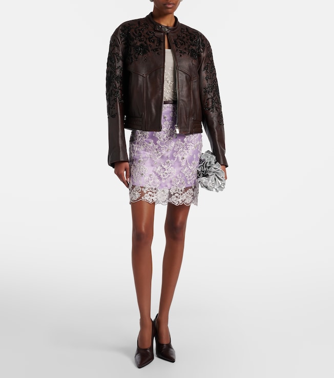 Jacques Wei Embellished lace miniskirt