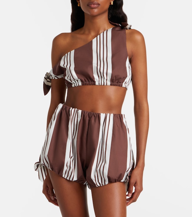 POSSE Rosie asymmetric striped cotton crop top