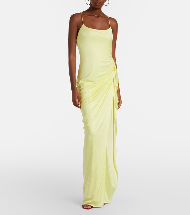 Versace Medusa draped jersey gown