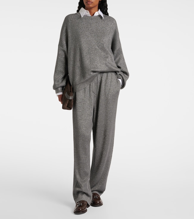 Brunello Cucinelli Cotton-blend lamé sweater 