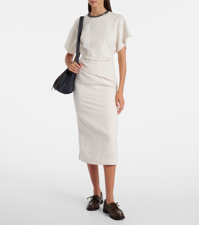 Brunello Cucinelli Linen-blend midi dress
