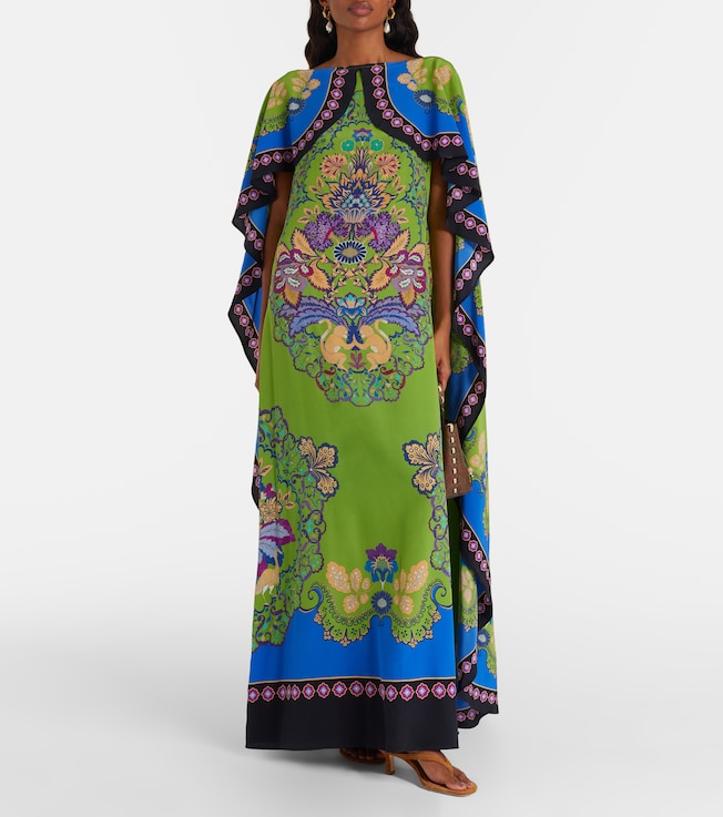 La DoubleJ Magic printed caped silk maxi dress