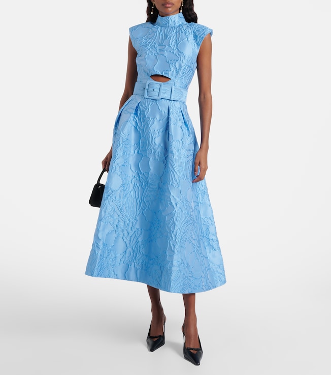 Rebecca Vallance Aegir belted jacquard midi dress