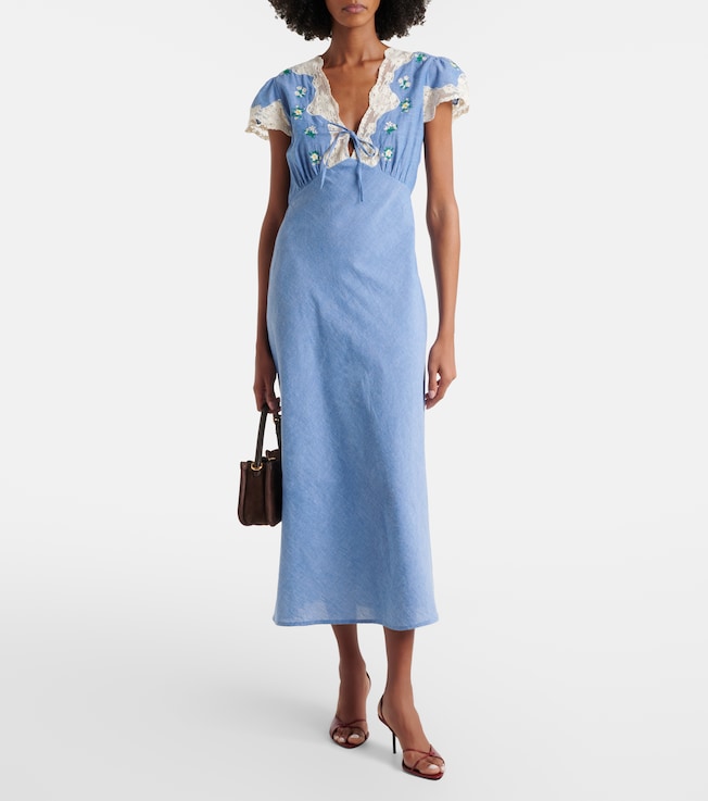 RIXO Amari floral lace-trimmed midi dress