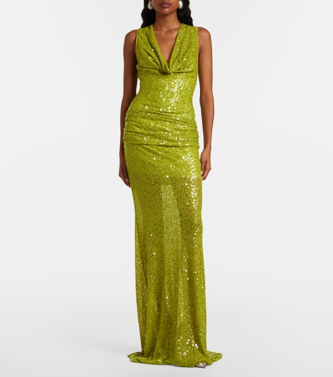 David Koma Sequined draped gown