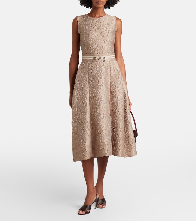 S Max Mara Belted jacquard midi dress