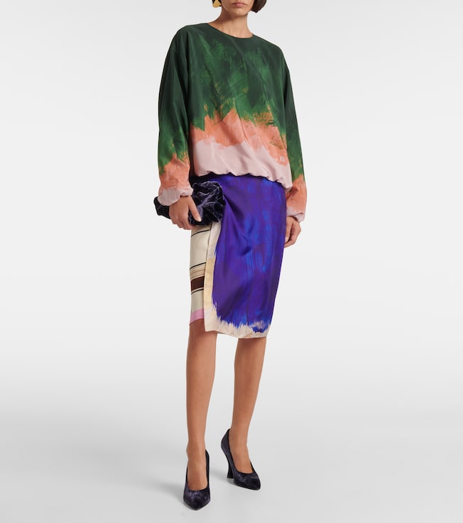 Dries Van Noten Ombré silk-blend top
