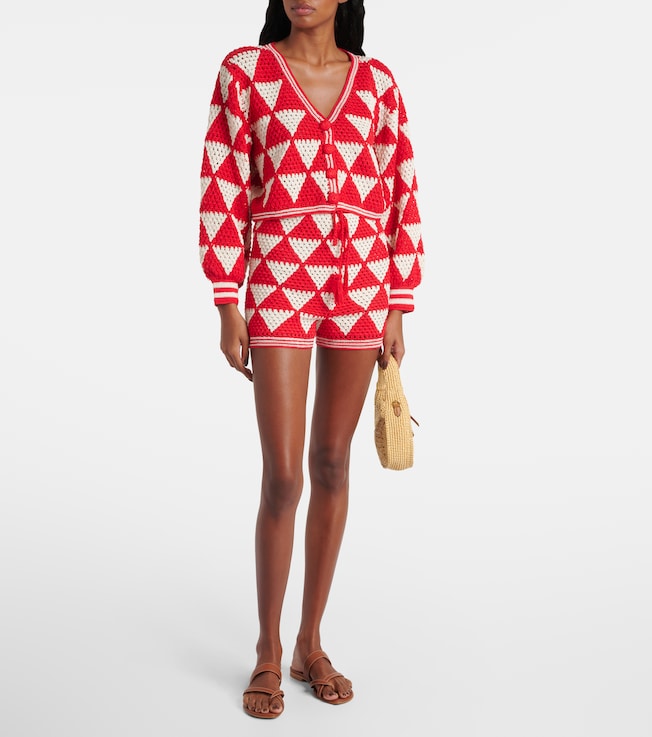 Anna Kosturova Malia crochet high-rise cotton shorts