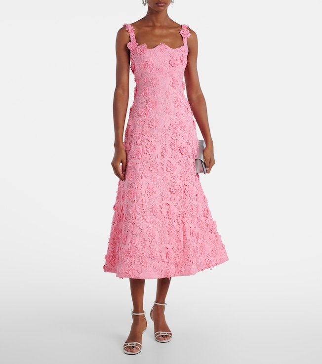 LEO LIN Odette floral lace midi dress