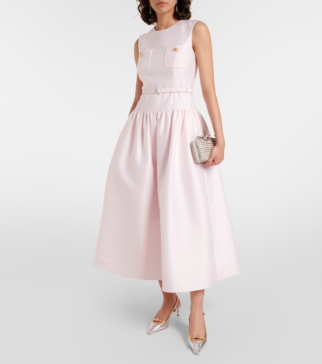 self-portrait Belted taffeta midi dress