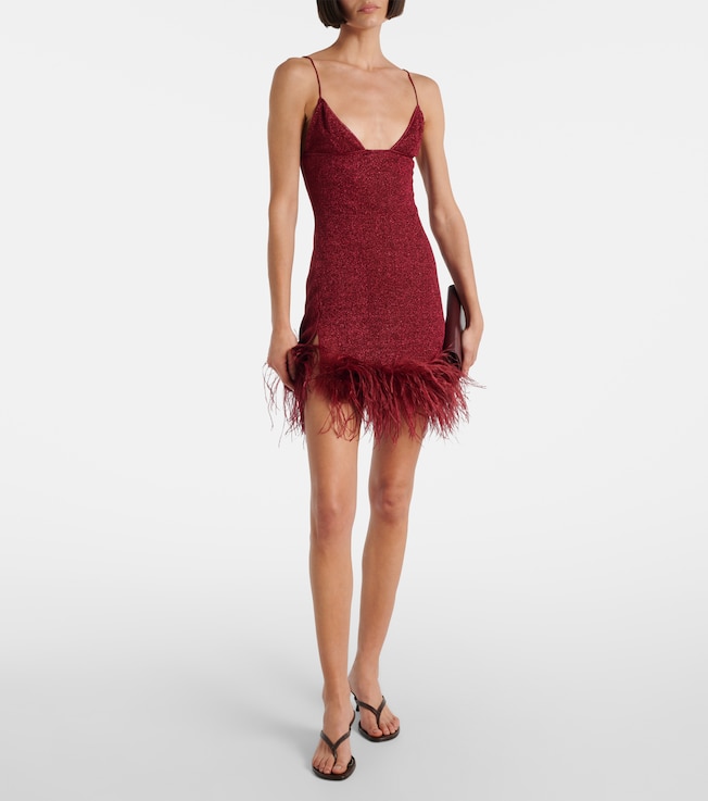 Oséree Lumière feather-trimmed minidress