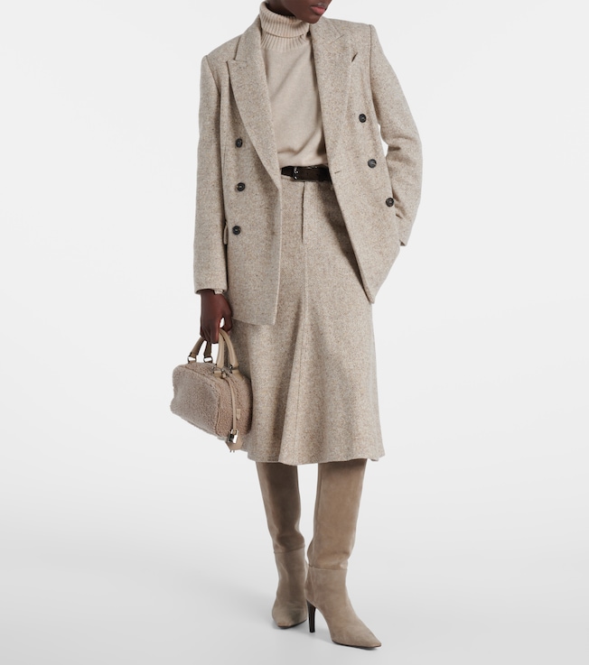 Brunello Cucinelli Monili wool and silk-blend midi skirt