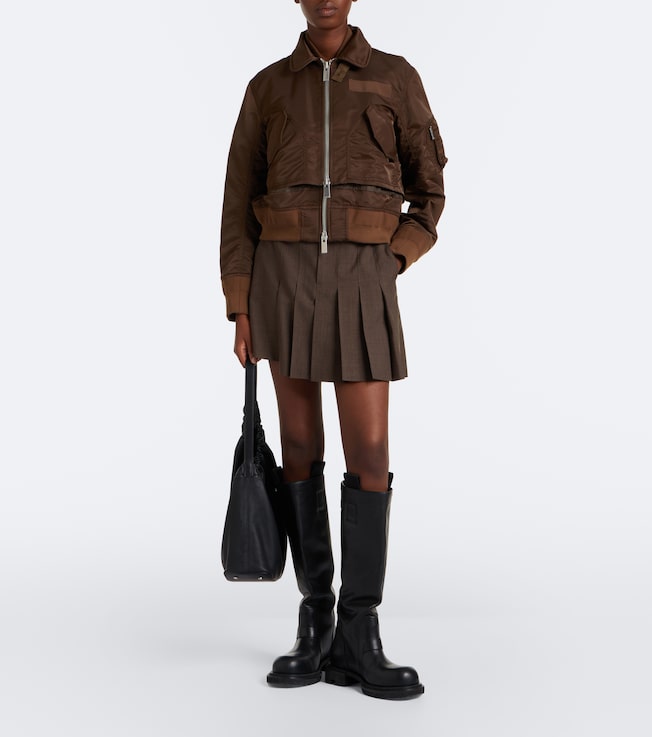 Sacai Pleated asymmetric wool skort