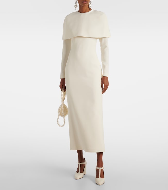 Safiyaa Bridal Gullu caped crêpe midi dress