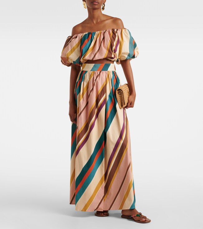 Adriana Degreas Striped cotton-blend maxi skirt