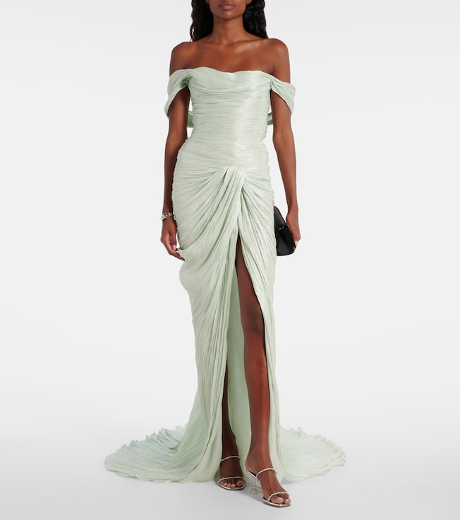 MARMAR HALIM Draped off-shoulder corset gown