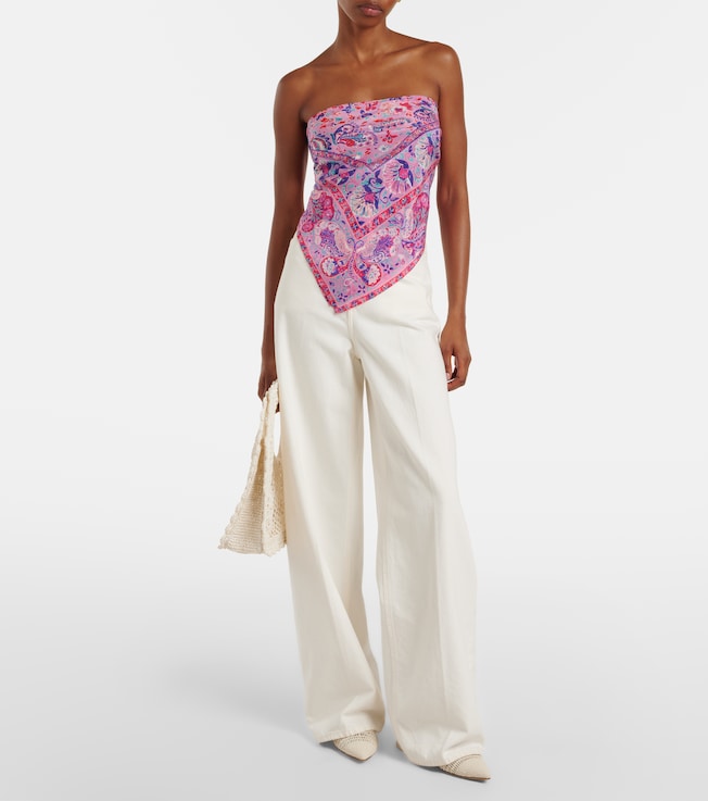 RIXO Menno printed silk top